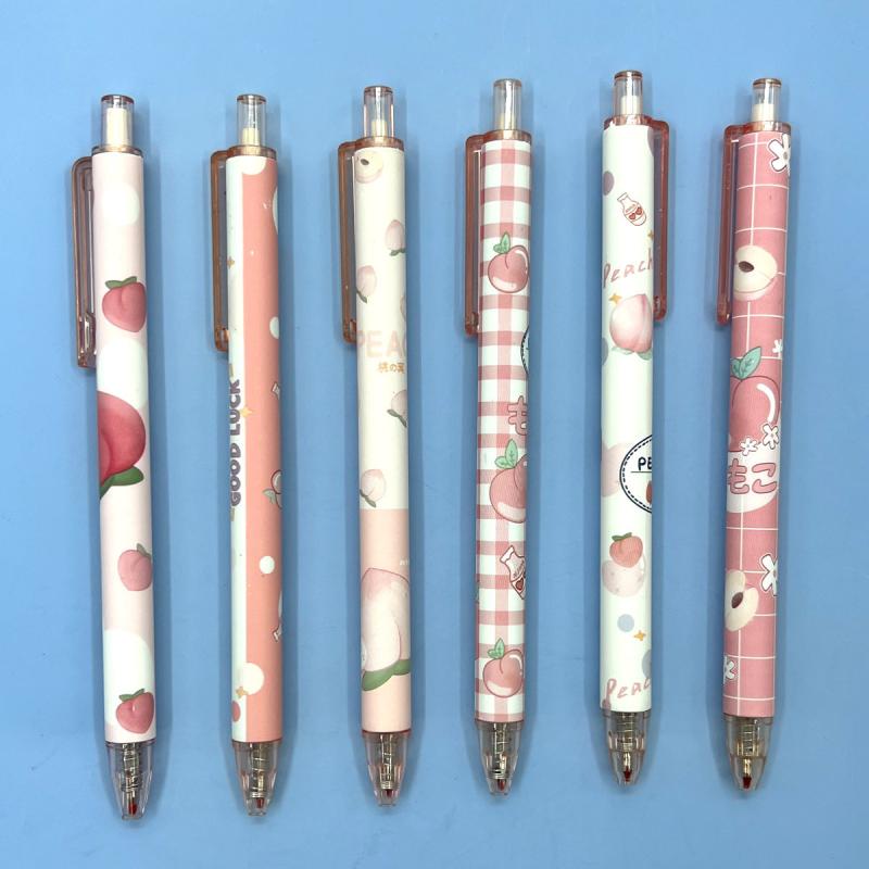 6pcs Set Retractable Gel Pens Peach Students