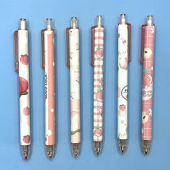 6pcs Set Retractable Gel Pens Peach Students