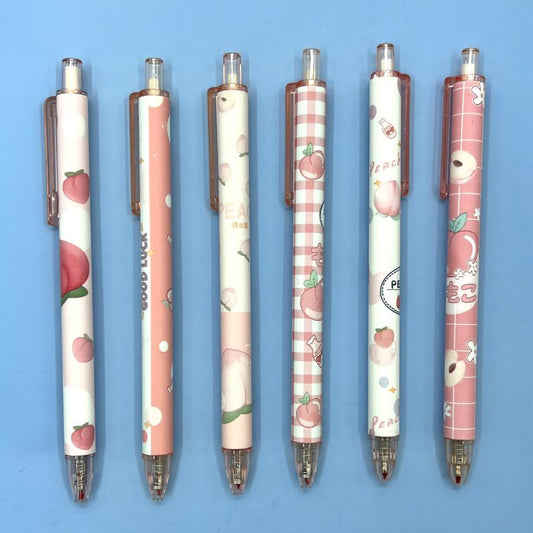 6pcs Set Retractable Gel Pens Peach Students