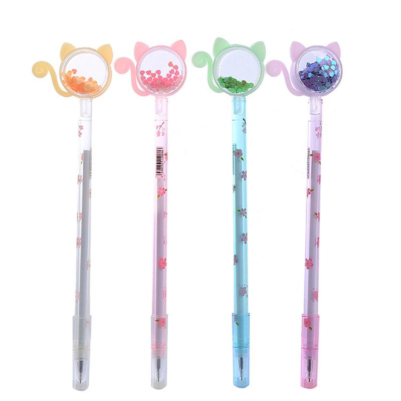 4pcs Cat Gel Pens for Students Sequin Kittens & 0 5 Water-based Signature Pens
