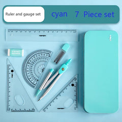 Student 7pc Protractor Triangle Ruler Set for Measurement Drawing