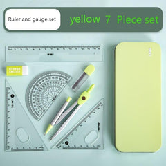 Student 7pc Protractor Triangle Ruler Set for Measurement Drawing
