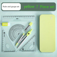Student 7pc Protractor Triangle Ruler Set for Measurement Drawing