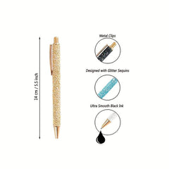 Sequins Ballpoint Pens Glitter Retractable Ink Medium Point