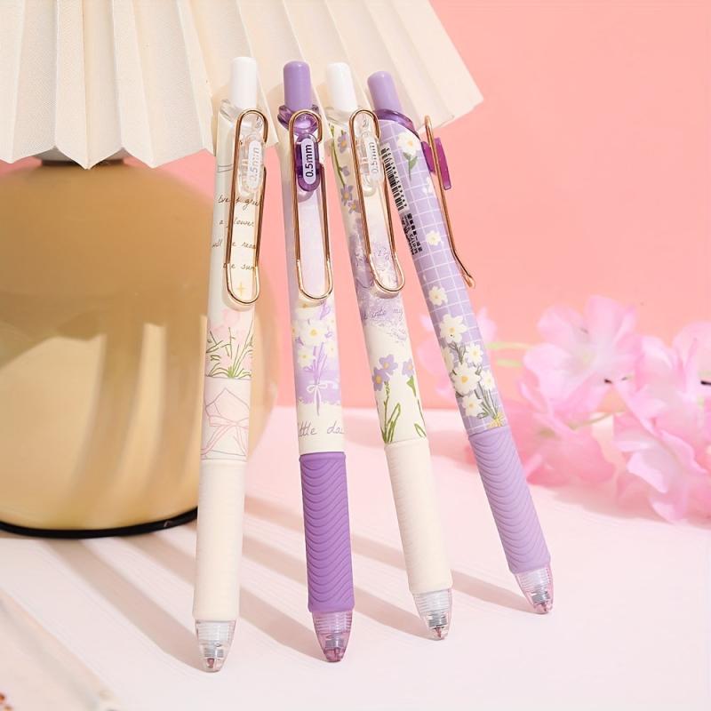 4pcs 0.5mm Vintage Rose Gel Pens for Writing, Painting, School & Office
