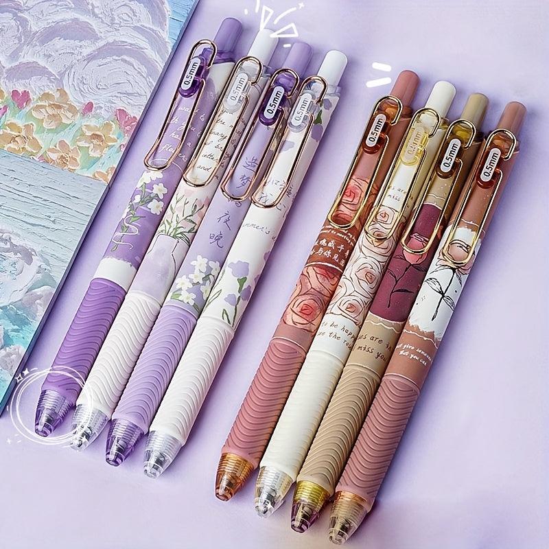 4pcs 0.5mm Vintage Rose Gel Pens for Writing, Painting, School & Office