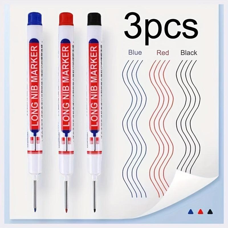 3pcs Deep Hole Lengthened Head Marker Pen Ceramic Tile Deep Hole Marker Pen