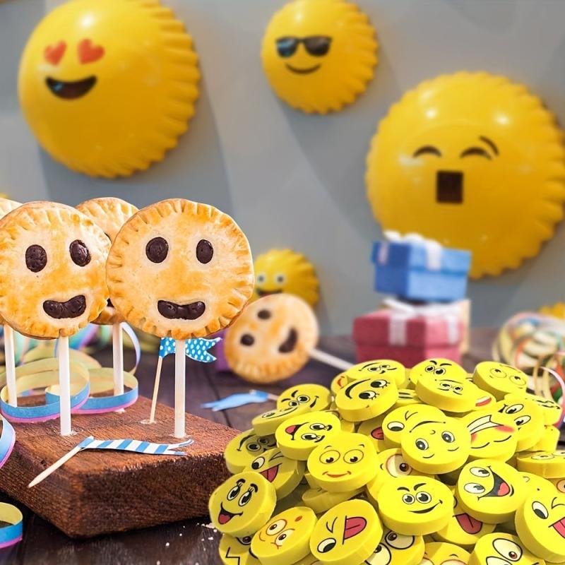 70pcs Smile Face Erasers Assorted Designs School Supplies Teacher Rewards