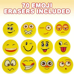 70pcs Smile Face Erasers Assorted Designs School Supplies Teacher Rewards