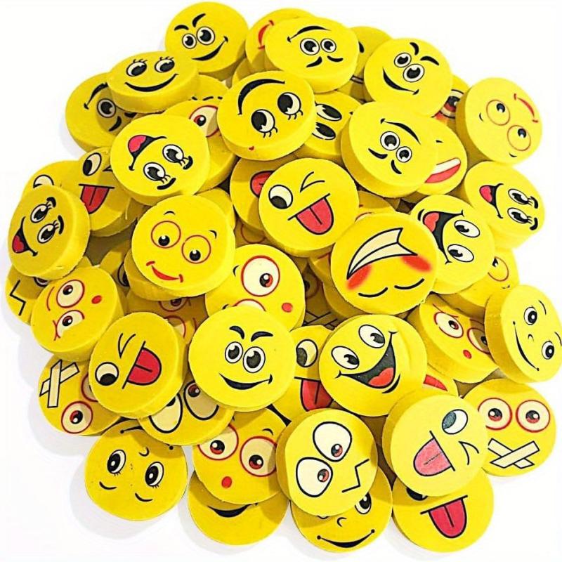 70pcs Smile Face Erasers Assorted Designs School Supplies Teacher Rewards