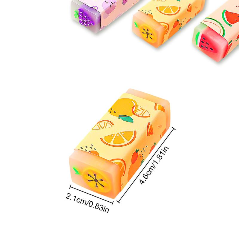 6pcs Fruit Colorful Erasers for Students Writing Office School Supplies