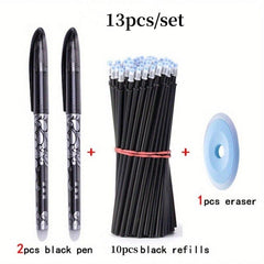13pcs Washable Gel Pen Set 0.5mm Ink Refills for School Office