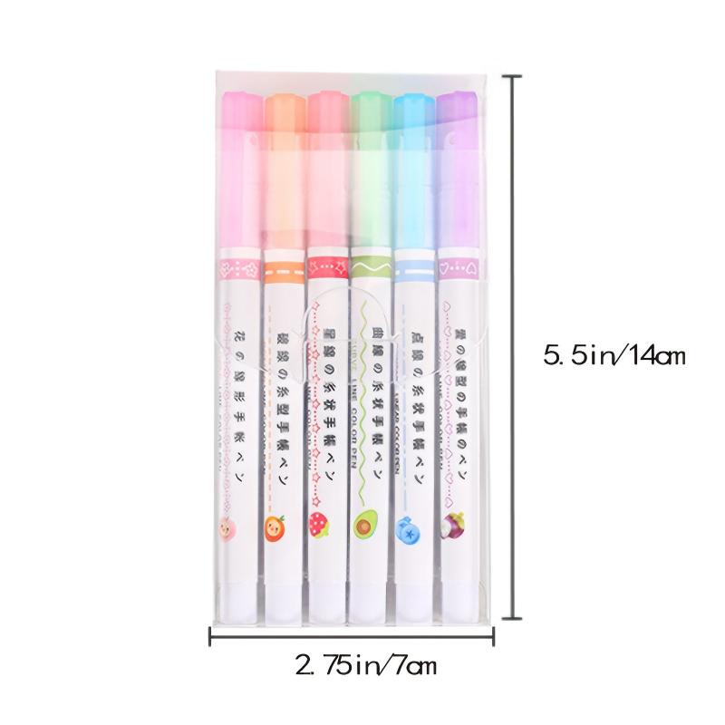 6pcs Colorful Pattern Lace Highlighter Pens for Craft DIY