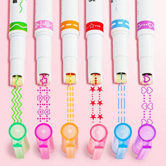 6pcs Colorful Pattern Lace Highlighter Pens for Craft DIY