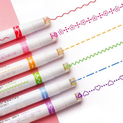 6pcs Colorful Pattern Lace Highlighter Pens for Craft DIY
