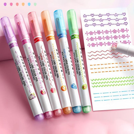 6pcs Colorful Pattern Lace Highlighter Pens for Craft DIY