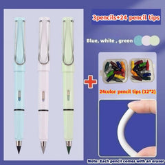 27Pcs Macaron & Classic Colored Pencils 0.5mm Inkless Metal Pen Durable