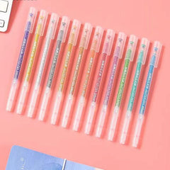 12 Glitter Gel Pens Set with Quicksand & Fluorescent Pens