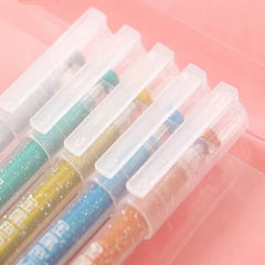 12 Glitter Gel Pens Set with Quicksand & Fluorescent Pens