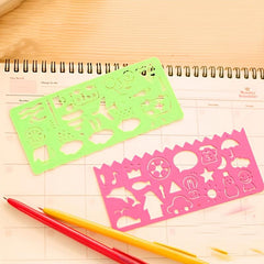 4pcs Cartoon Students' Sketch Ruler Drawing Template Ruler Student Stationery