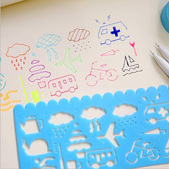 4pcs Cartoon Students' Sketch Ruler Drawing Template Ruler Student Stationery