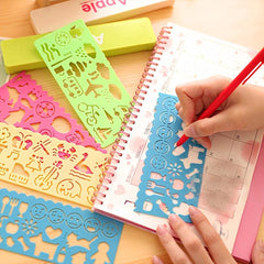 4pcs Cartoon Students' Sketch Ruler Drawing Template Ruler Student Stationery