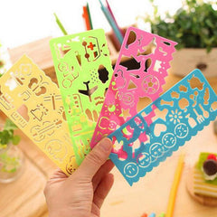 4pcs Cartoon Students' Sketch Ruler Drawing Template Ruler Student Stationery