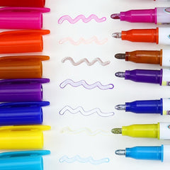 12pcs Glittery Double Line Markers for Students & Office Supplies