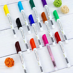 12pcs Glittery Double Line Markers for Students & Office Supplies
