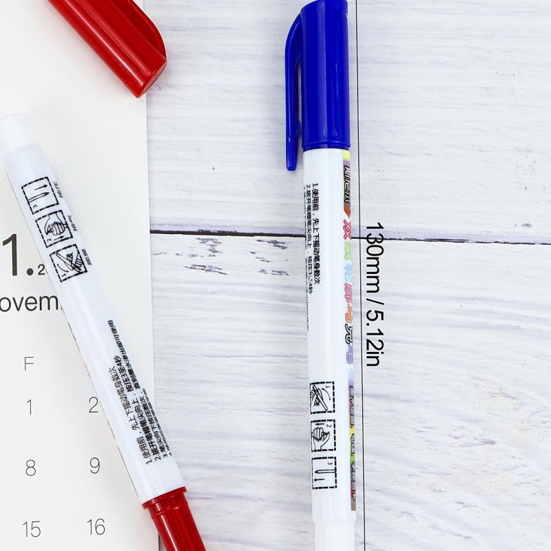 12pcs Glittery Double Line Markers for Students & Office Supplies