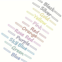 12pcs Glittery Double Line Markers for Students & Office Supplies