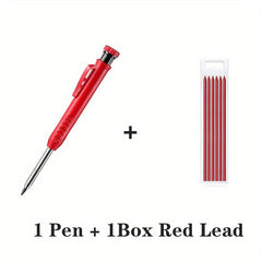 8mm Carpenter Mechanical Pencil w/ Sharpener for Woodworking Red