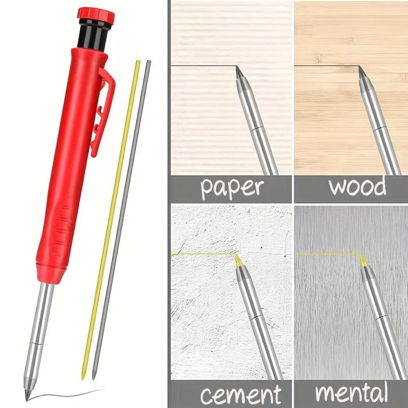 8mm Carpenter Mechanical Pencil w/ Sharpener for Woodworking Red