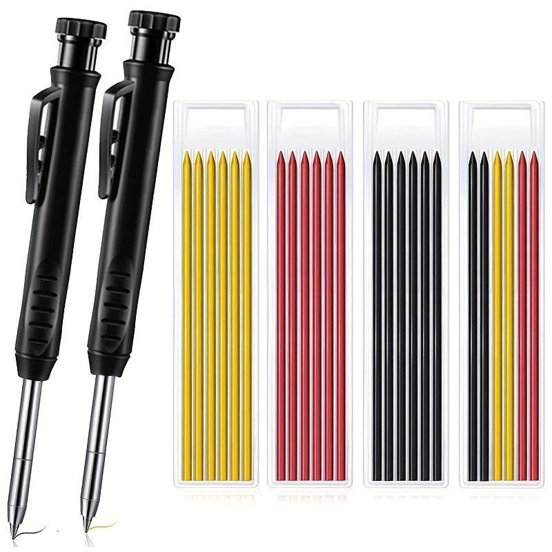 8mm Carpenter Mechanical Pencil w/ Sharpener for Woodworking Red