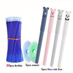 26 Pcs Animal Panda Erasable Gel Pens Refills 0.5mm Washable School Supplies