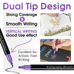 12 Colors Metallic Dual Tip Pens for Paper Mother Gift Card