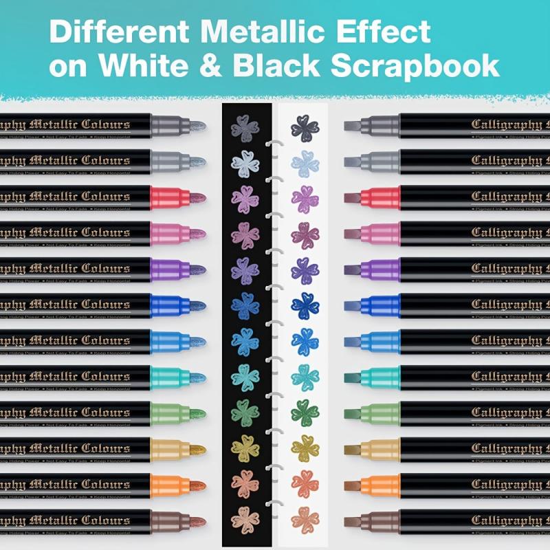 12 Colors Metallic Dual Tip Pens for Paper Mother Gift Card