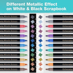 12 Colors Metallic Dual Tip Pens for Paper Mother Gift Card