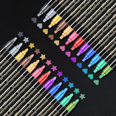 12 Colors Metallic Dual Tip Pens for Paper Mother Gift Card