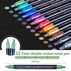 12 Colors Metallic Dual Tip Pens for Paper Mother Gift Card
