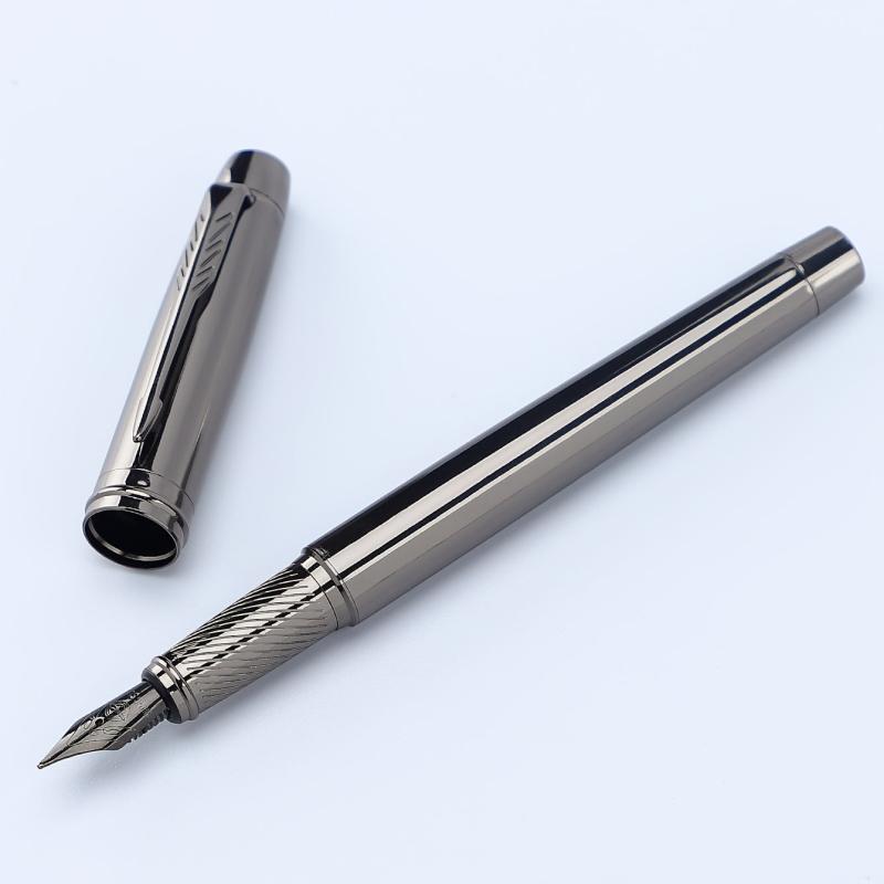 Silver Grey Fountain Pen 0.5MM Metal Pen with Ink Blotter