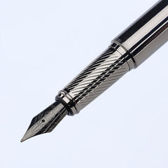 Silver Grey Fountain Pen 0.5MM Metal Pen with Ink Blotter