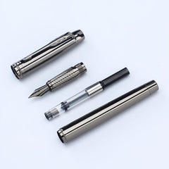 Silver Grey Fountain Pen 0.5MM Metal Pen with Ink Blotter