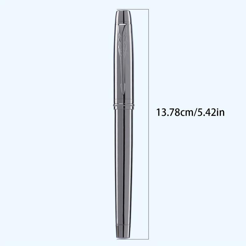 Silver Grey Fountain Pen 0.5MM Metal Pen with Ink Blotter