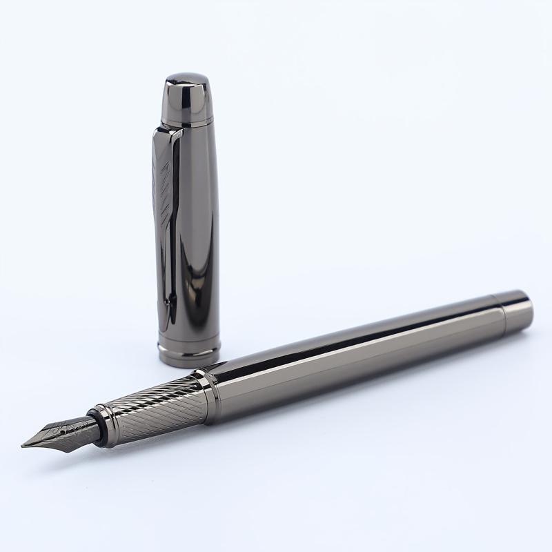 Silver Grey Fountain Pen 0.5MM Metal Pen with Ink Blotter