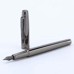 Silver Grey Fountain Pen 0.5MM Metal Pen with Ink Blotter