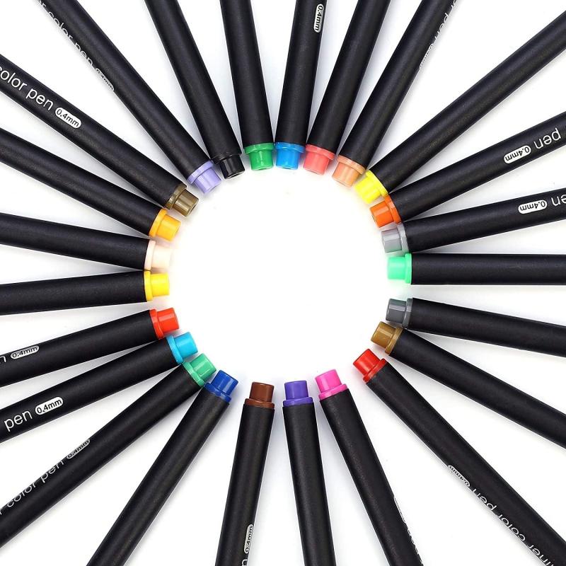 24pcs Colorful Fine Point Pens Set for Journaling Writing Drawing - 0.4mm Tip