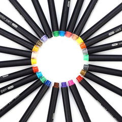 24pcs Colorful Fine Point Pens Set for Journaling Writing Drawing - 0.4mm Tip