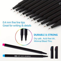 24pcs Colorful Fine Point Pens Set for Journaling Writing Drawing - 0.4mm Tip