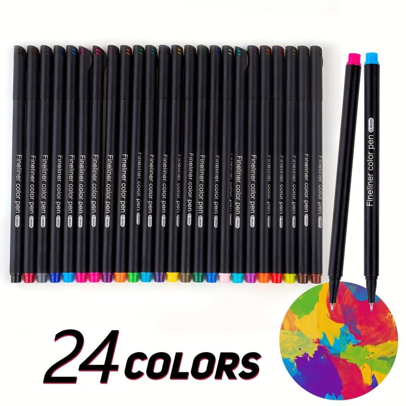 24pcs Colorful Fine Point Pens Set for Journaling Writing Drawing - 0.4mm Tip